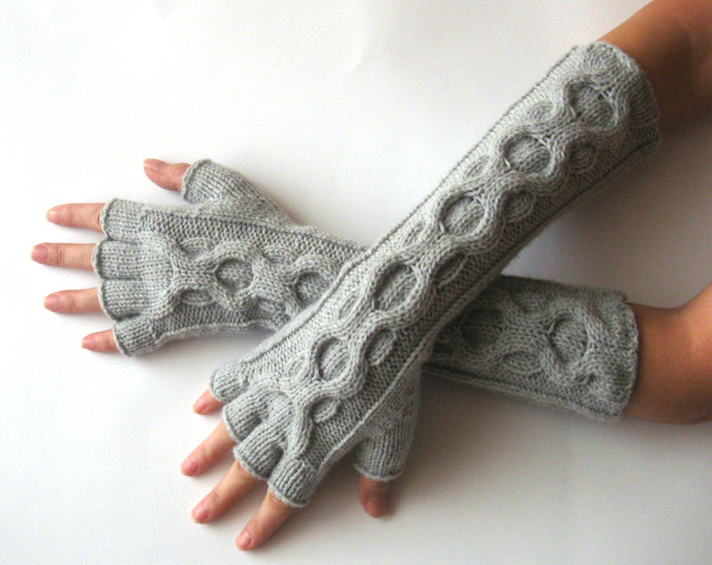 Knit Gloves Pattern Inverted Cable Fingerless Gloves Half Fingers Mittens Pat...