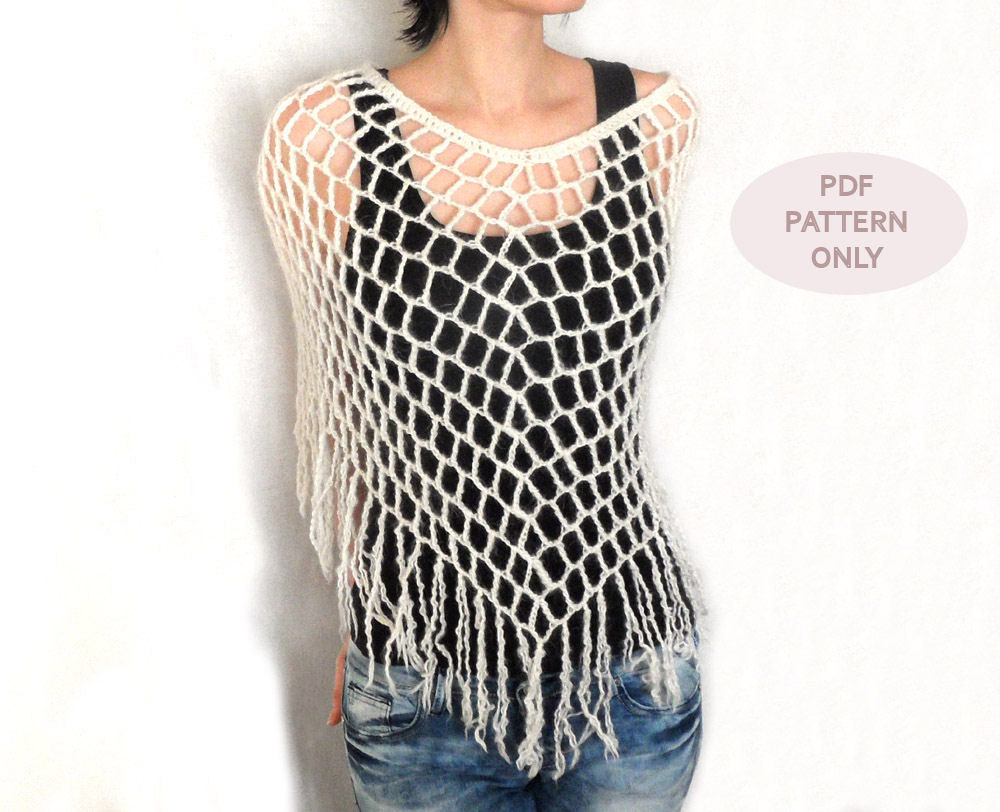 Crochet Spiderweb Poncho Crochet Poncho Pattern Fringes ...