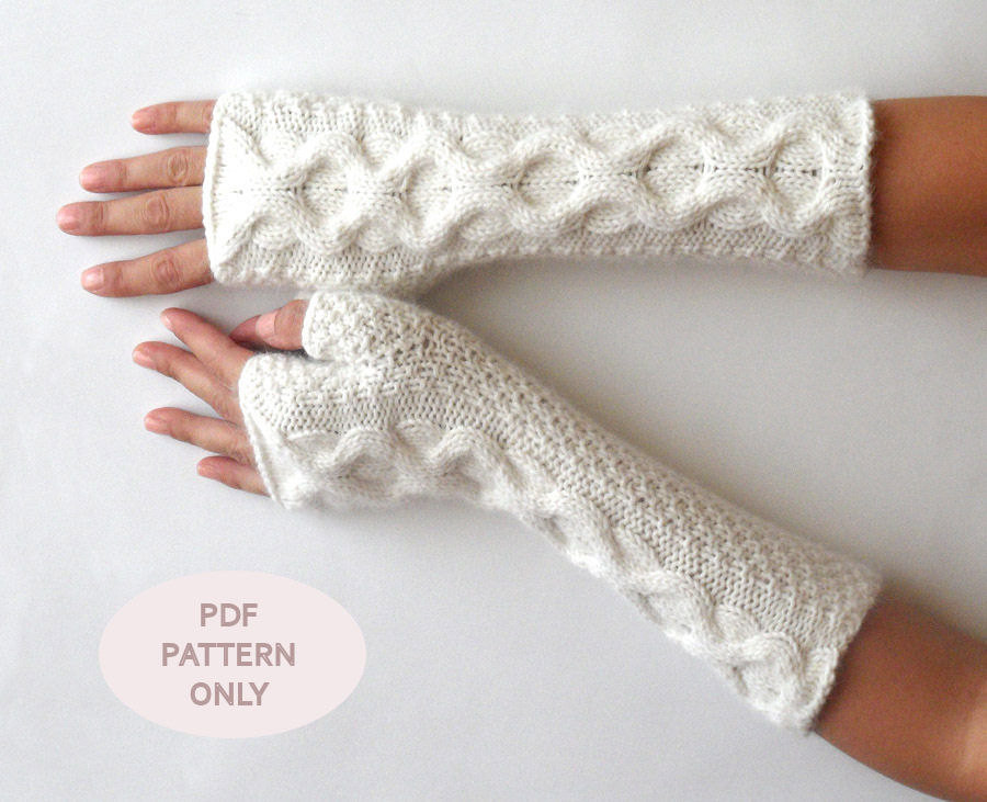 Knit Fingerless Mittens Cable Fingerless Gloves Pattern Knit Pattern Knit Glo...